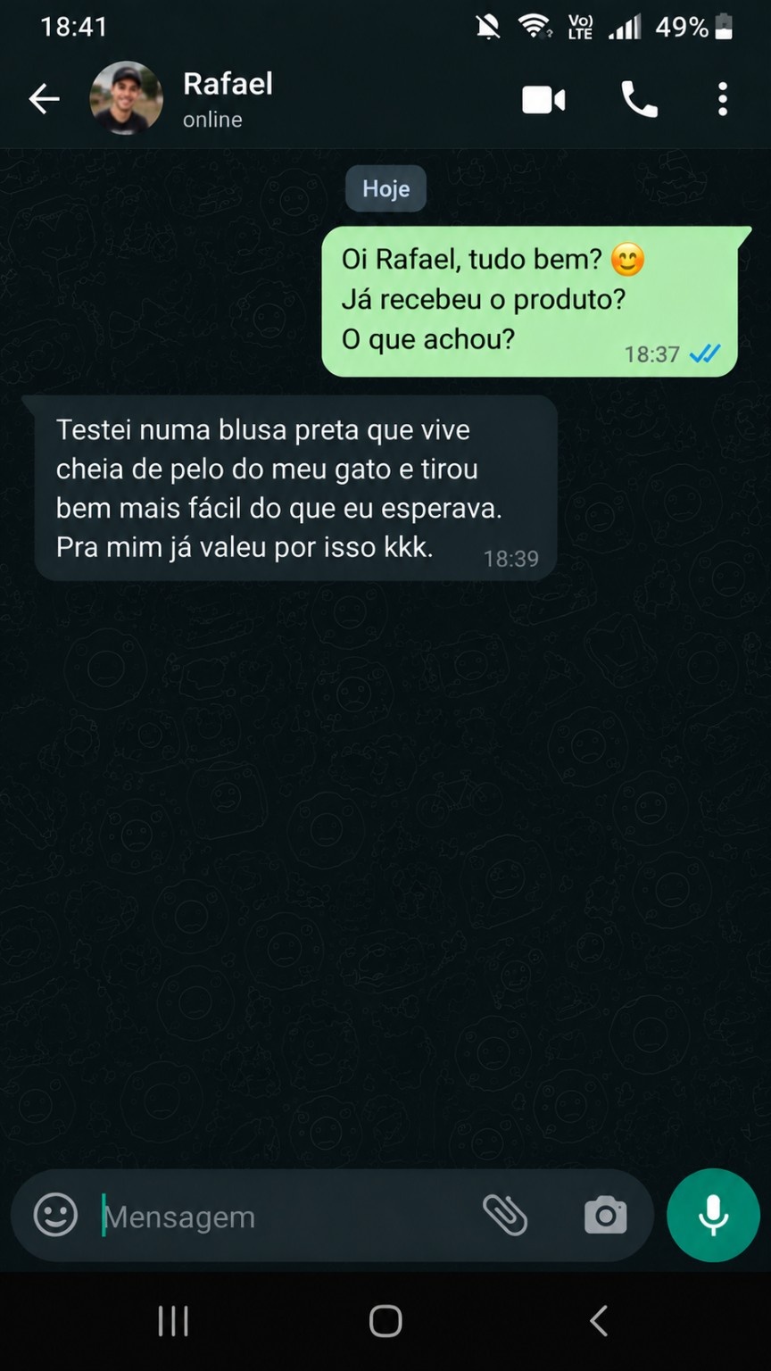 Conversa ilustrativa com Rafael sobre a Luva Mágica.